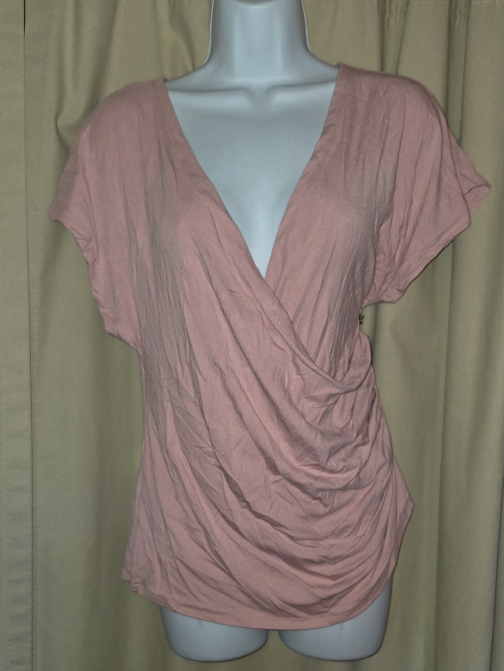 POL Dusty Pink Wrap-Front Blouse